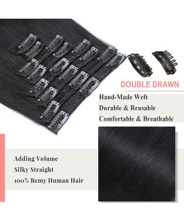 Shop Black #1 Clip In Extensions - Real Remy Human Hair 8 Wefts 18 Clips 80g 45cm - Premium Quality Online - Buy Online on GoSupps.com