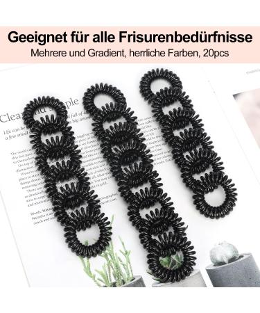 Jesslab Spiral Hair Gum - 20 No-Damage Ponytail Holders & Hair Jewelry for Girls & Women - Black - Buy Online on GoSupps.com