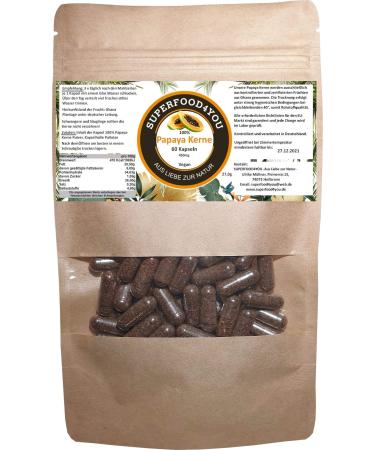 Papaya kernels capsules 60 pieces at 40 controlled - raw food quality - without additives - guaranteed pure - gluten - lactose -free papaya seeds - papain/mild sharpness