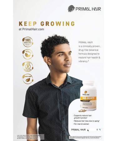 PRIMAL HAIR Growth Supplement | Clinically Proven Hair Loss Treatment | Supports Natural Growth & Reduces Hair Thinning | 30-Day Supply 120 Count - Buy Online on GoSupps.com