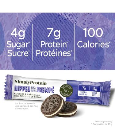 Simply Protein - Cookies & Cr me Dipped Bars 5 Bars - Plant Based Protein Snack Bars Snacks for Kids - 7g Protein 4g Sugar 100 Calories - Vegan Gluten Free Non GMO Kosher - 1 Box Cookies And Cream 5 Count (Pack of 1) - Buy Online on GoSupps.com