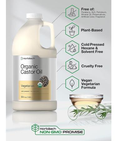Organic Castor Oil 64 fl oz | Vegetarian Non-GMO by Horbaach - Buy Online on GoSupps.com