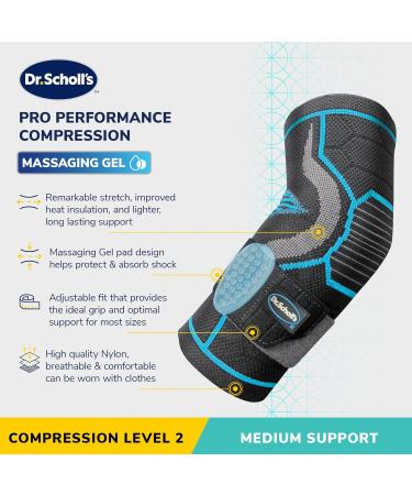 Dr. Scholl's Compression Elbow Sleeve - Massaging Gel Breathable Fabric Shock-Absorbing Support (Size L/XL) - International Shipping Available - Buy Online on GoSupps.com