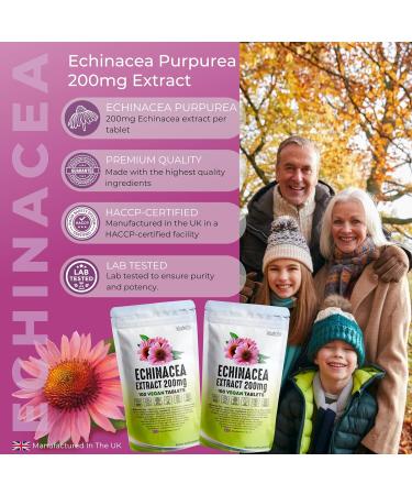 Vitaherbs Echinacea Tablets 200mg - Vegan, Premium Quality - Made in the UK | 100 Count (Pack of 1) - Buy Online on GoSupps.com