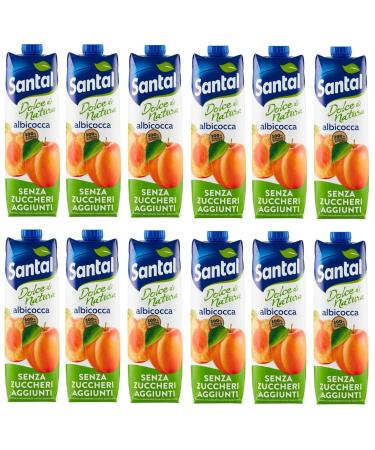 12 x Parmalat Santal Fruit Juice Sweet Apricot by Nature Zero Courgettes Added Abricots Jus de Fruits Nul Additif Juice Boisson refreshing Tetrapack 1000 ml