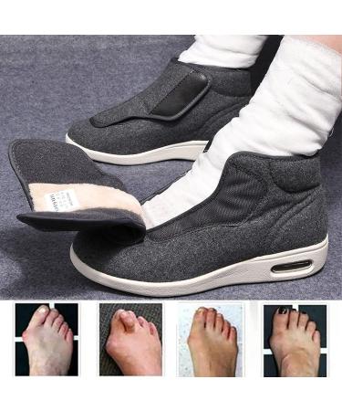 DHIJUPNG Men's Stylish Diabetic Winter Fleece Shoes - Non-Slip, Adjustable Wide Fit Memory Foam Boots (Grey, Men 9/Women 10) - Buy Online on GoSupps.com
