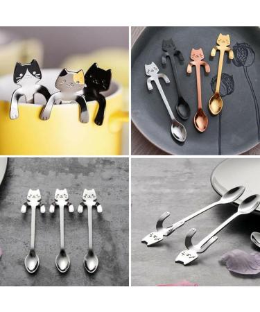 Cute Stainless Steel Cat Coffee Drink Spoon Tableware Kitchen Tool Hanging cups # Black - Buy Online on GoSupps.com