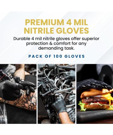 Black Disposable Nitrile Gloves Medium Heavy Duty Powder-Free Industrial Grade 4 MIL Thickness Texture Ronco Sentron4 (Medium) 100 Gloves - Buy Online on GoSupps.com