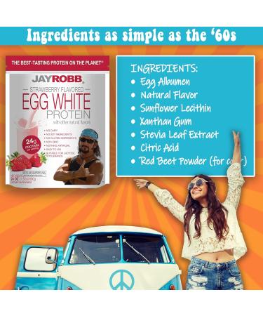 Jay Robb Strawberry Egg White Protein Powder - Low Carb Keto Gluten Free No Sugar Non-GMO Best Taste | 12 oz - Buy Online on GoSupps.com