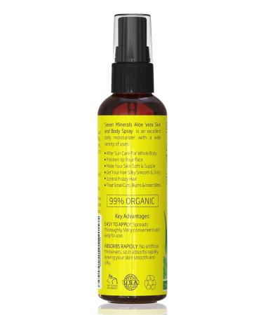 Seven Minerals Organic Aloe Vera Spray Travel Size - 100% Pure Aloe No Xanthan Rapid Absorption (2 fl oz) - Ideal for Skin Care - Buy Online on GoSupps.com