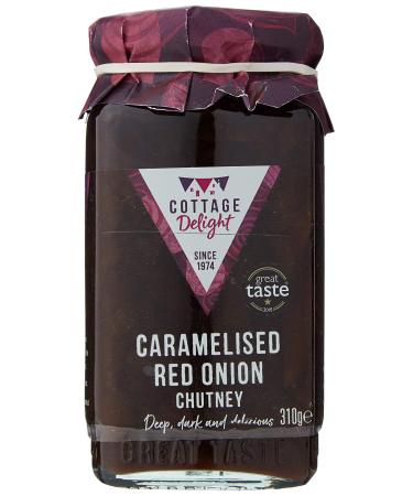 Cottage Delight Caramelised Red Onion Chutney Jar Deep Rich Flavour Oak Aged Balsamic Suitable for Vegetarians Gluten Free No Artificial Additives Made in Small Batches 310 gram - Buy Online on GoSupps.com