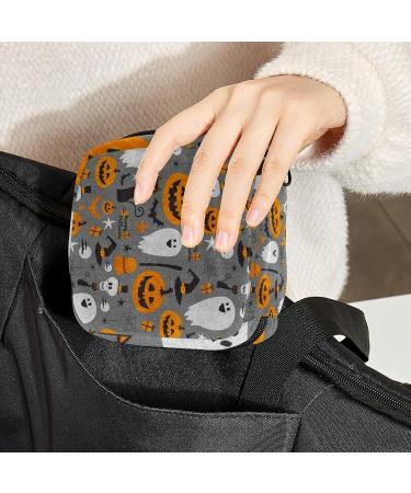 Multicolor Halloween Specter Pumpkin Sanitary Napkin Storage Bag - Portable Menstrual Cup Pouch for Women & Teen Girls - Buy Online on GoSupps.com