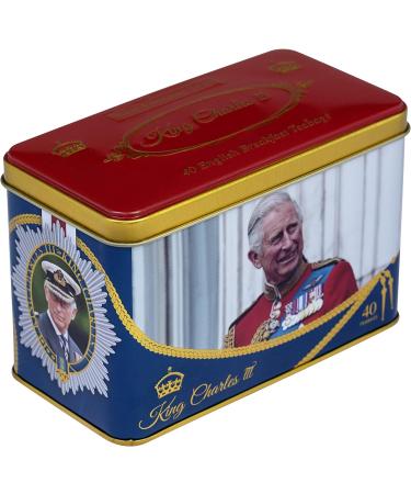 New English Teas King Charles III Tea Tin with 40 English Breakfast Teabags - Buy Online on GoSupps.com