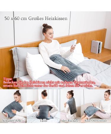 Heating Cushion 50x60cm - Soft Flannel Heat Pad with Auto Shutdown for Back Neck Shoulder & Belly - Dark Gray - Buy Online on GoSupps.com