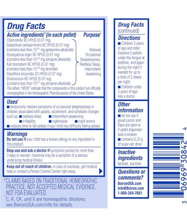 Boiron SleepCalm Kids Sleep Aid for Deep Relaxing Restful Nighttime Sleep - Melatonin-Free and Non Habit-Forming - 2 Count (160 Pellets) 160 Medication - Buy Online on GoSupps.com