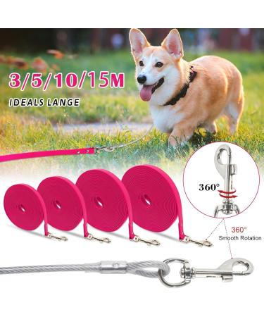 Waterproof Dog Drag Line - 15m Chew Proof Tie-Out Leash for All Dog Sizes | Durable Waterproof Training Line in Rose - Buy Online on GoSupps.com