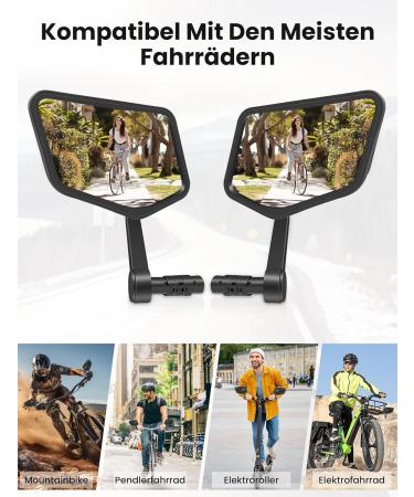 Coic Extra Large Bike Mirror - Impact-Resistant Real Glass for eBike Handlebars | Foldable Left Return Mirror - Buy Online on GoSupps.com