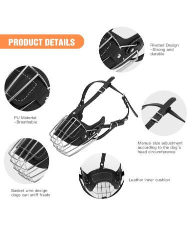 Yinrikom Dog Muzzle - Breathable Metal Basket Adjustable Leather for Large & Medium Dogs | Ryltd - Buy Online on GoSupps.com