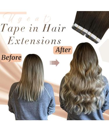 Ugeat Chocolate Brown & Balayage Blonde Tape In Extensions - Real Hair 55cm 50g - Invisible & Smooth #4/6/613 - Buy Online on GoSupps.com