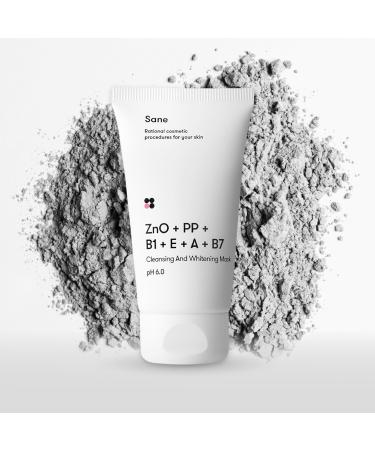 Sane Purifying Face Mask with Zinc Oxide Vitamin E PP B1 A and B7-2.54 fl oz Spa Cleansing and Whitening Face Mask for Radiant Skin - Pore Tightening Face Mask