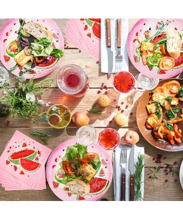 Watermelon Party Harness Set - 80 Pieces Birthday Decoration for Girls | Plates Cups Napkins & Tablecloth for 16 Guests - Buy Online on GoSupps.com