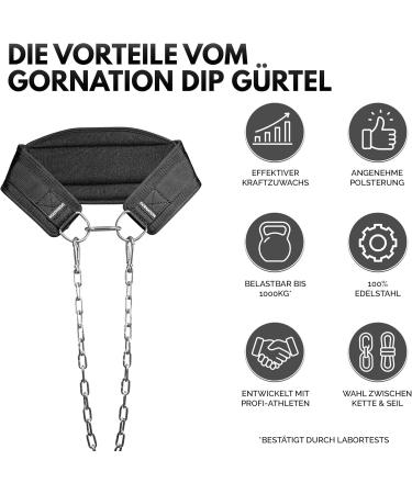 Gornation DIP Belt - 1000kg Weight Capacity | Premium Stainless Steel | Perfect for Fitness Calisthenics & Bodybuilding - Buy Online on GoSupps.com