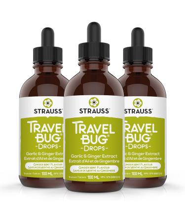 Buy Strauss Naturals Travel Bug Drops - Herbal Anti-Nausea Supplements with Garlic & Ginger 100ml - Spearmint Flavor - International Shipping Available - Buy Online on GoSupps.com