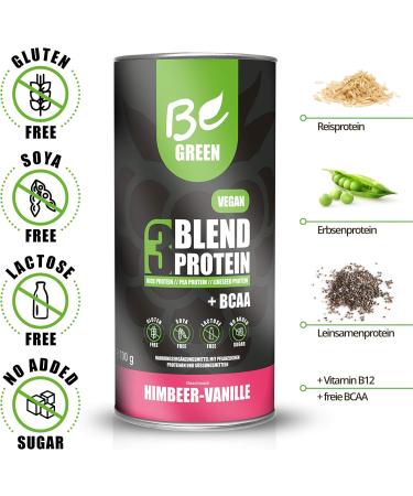 Buy Begreen 3Blend Vegan Protein Powder Raspberry Vanilla | BCAA & B12 | Lactose-Free Gluten-Free No Added Sugar | 700g | Delicious International Shipping - Buy Online on GoSupps.com