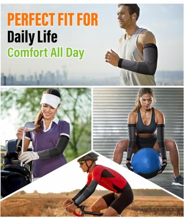 TOFLY Compression Arm Sleeve 1 Pair - XXL Black (20-30mmHg) | Pain Relief & Recovery for Tennis Elbow, Muscle & Joint Support | Edema & Swelling Relief - Buy Online on GoSupps.com