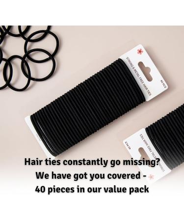 The Chic Way 40 Pcs Strong Hair Bobbles Elastic Hair Bands Black Hair Ties 4mm - Buy Online on GoSupps.com