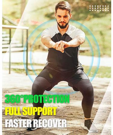 KEKING Full Leg Compression Sleeves 20-30mmHg Graduated Support | Unisex Thigh High Stockings for Running & Basketball | Reduce Varicose Veins & Swelling | 1 Pair (Black, Medium) - Buy Online on GoSupps.com