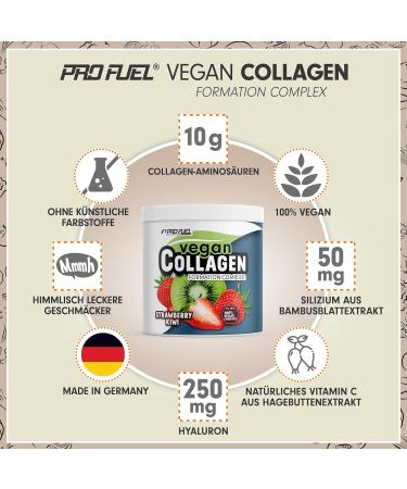 Vegan Collagen Powder with Hyaluronic Acid & Natural Vitamin C - Strawberry Kiwi Flavor - 320g | Plant-Based Collagen Drink with Amino Acids - Buy Online on GoSupps.com