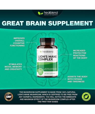 Mushroom Complex Extract with Lion's Mane Fruiting Body - 100% Natural and Effective Energy Pills - Brain Focus Supplement Stimulates Mood and Creativity - 60 Immune Support Capsules - Buy Online on GoSupps.com