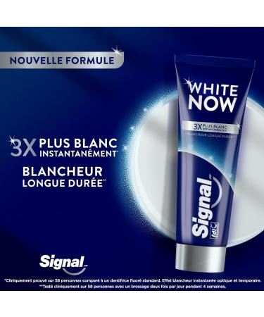  Signal SIGNAL - White Now Original Whiteness Toothpaste - 3X Whiter teeth from the first brush - Long lasting whiteness - 94% ingredients of natural origin - (3x75ml) - Buy Online on GoSupps.com