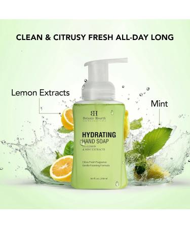Botanic Hearth Advanced Care Hydrating Foaming Hand Soap - Castor Oil Lemon Peel & Peppermint - Gentle Liquid Handwash for Dry Hands - 8.4 fl oz - Buy Online on GoSupps.com