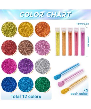 36 PCS Ultra Fine Rainbow Glitter Set - Craft Glitter Powder for Slime Nails Resin Body Hair & Face - 12 Vibrant Colors in Bulk - Buy Online on GoSupps.com