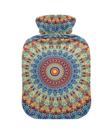 Boho Mandala Hot Water Bottle with Cover Hot Water Bottles for Pain Relief Hot Water Bag Hot Water Bag for Hot and Cold Compress 2L
