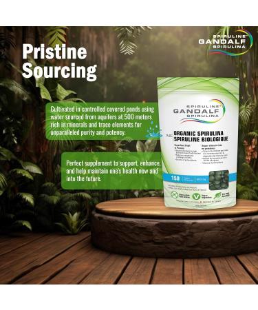 Gandalf Certified Organic Spirulina Tablets Ultra Pure Blue-Green Algae Certified 3rd Party Tested Canada s Most Trusted Brand Vegan 600 mg 150 tablets - Buy Online on GoSupps.com