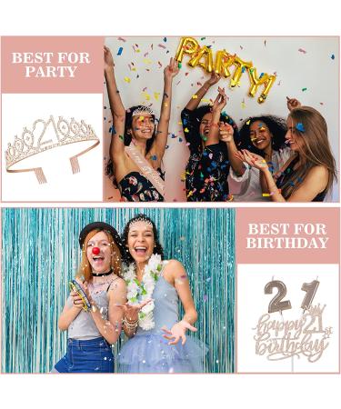 21st Birthday Decorations for Her - Sash, Cake Topper, Crown, Candles | Gift Set for Women - Buy Online on GoSupps.com