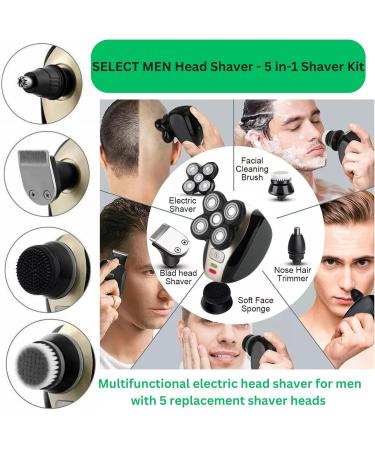 5-in-1 Waterproof Head Shaver Kit - Cordless Electric Razor for Bald Men | Grooming Set with Rotary Blades Clippers & Accessories - Buy Online on GoSupps.com