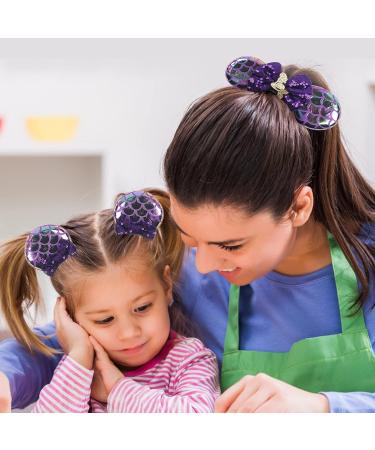 Zhezesmila Mermaid Purple Mouse Ears Headband, Hair Clips & Scrunchies Set for Girls & Women - Birthday Party Hair Accessories - Buy Online on GoSupps.com