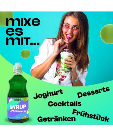 Bubble Mania Green Apple Bubble Tea Syrup | 500ml - Perfect for Bubble Tea Cocktails Ice Cream & Cakes | International Shipping - Buy Online on GoSupps.com