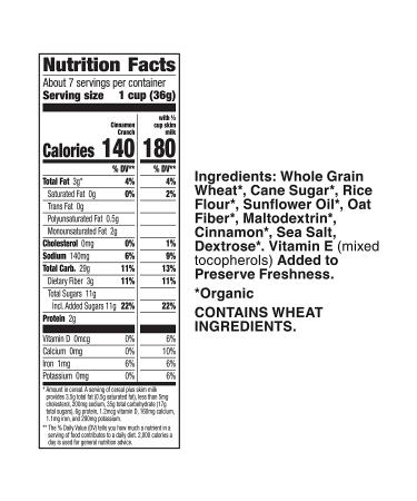Cascadian Farm Organic Cinnamon Crunch Whole Grain Cereal - 9.2 oz - Buy Online on GoSupps.com