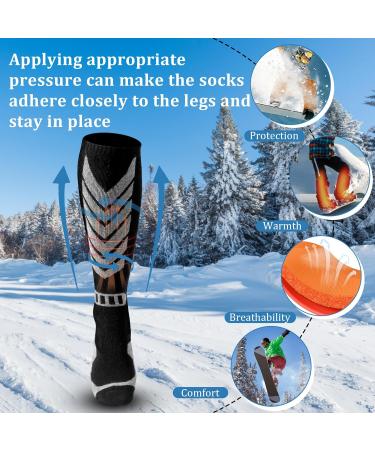 Wanchel Merino Wool Ski Socks - 2 Pairs Knee-Length Thermal Winter Socks for Snowboarding - Men's Black - Buy Online on GoSupps.com