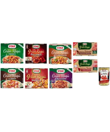 Italian Gourmet E.R. Star rag Sughi pronti Set of 8 ready-to-use sauces (2 x 180 g) 100% Italian + pulp 400 g
