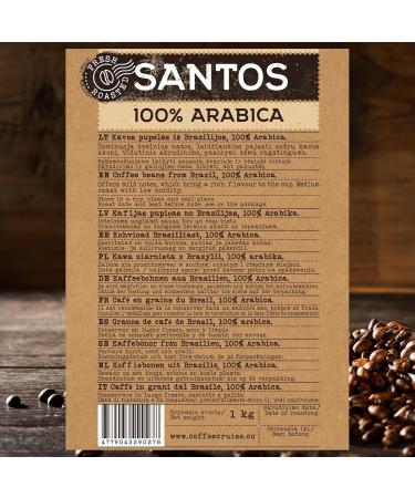 COFFEE CRUISE Santos Coffee Beans 1 kg - Medium Roast - Aromatic Caramels - For all Coffee Machines - 100% Arabica - Buy Online on GoSupps.com
