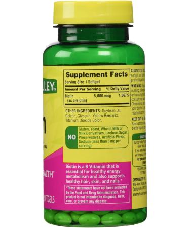 Spring Valley Biotin 5000 mcg Softgels - 240 Count - Buy Online on GoSupps.com