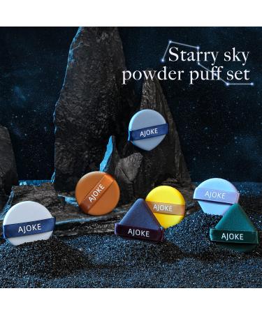 AJOKE 7Pcs Triangle & Round Powder Puff Set for Liquid Foundation - Starry Sky Series - Buy Online on GoSupps.com