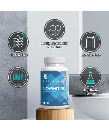 Fitimins L-Carnitine 120 Capsules | High Strength Tartrate Supplement (2000mg) | Boost Energy & Metabolism - Buy Online on GoSupps.com