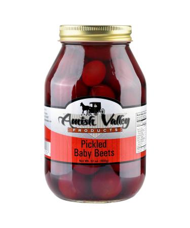 Amish Valley Products Pickled Baby Beets 32oz. Glass Jar (1 Quart Jar - 32 oz) 2 Pound (Pack of 1)